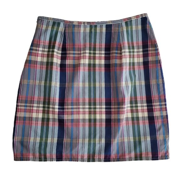 Petite Sophisticate Madras Skirt | EUC | 6P | Blue Green Pink Cranberry Cream - Picture 4 of 8